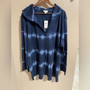 J. Jill Navy Hooded Pullover NEW
